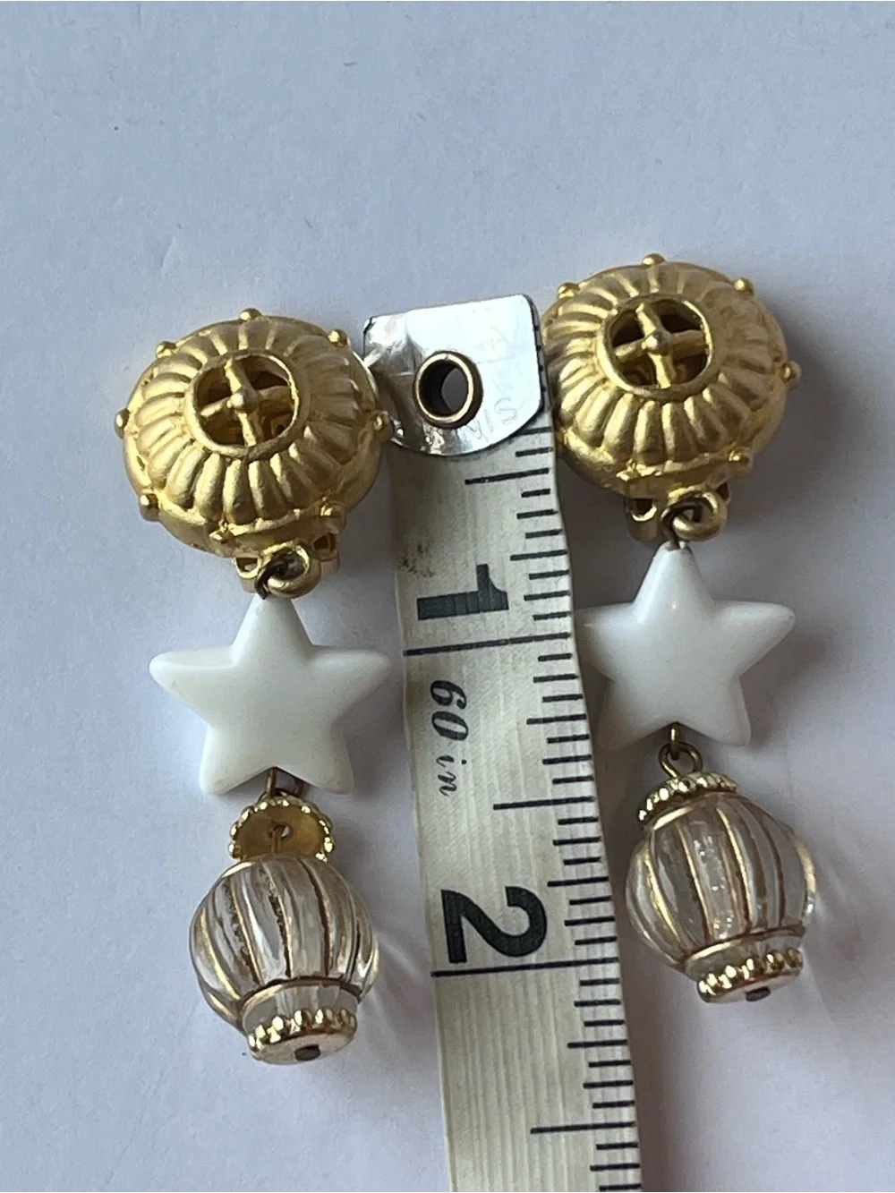 Vintage Nautical White Gold Tone Clip On Earrings